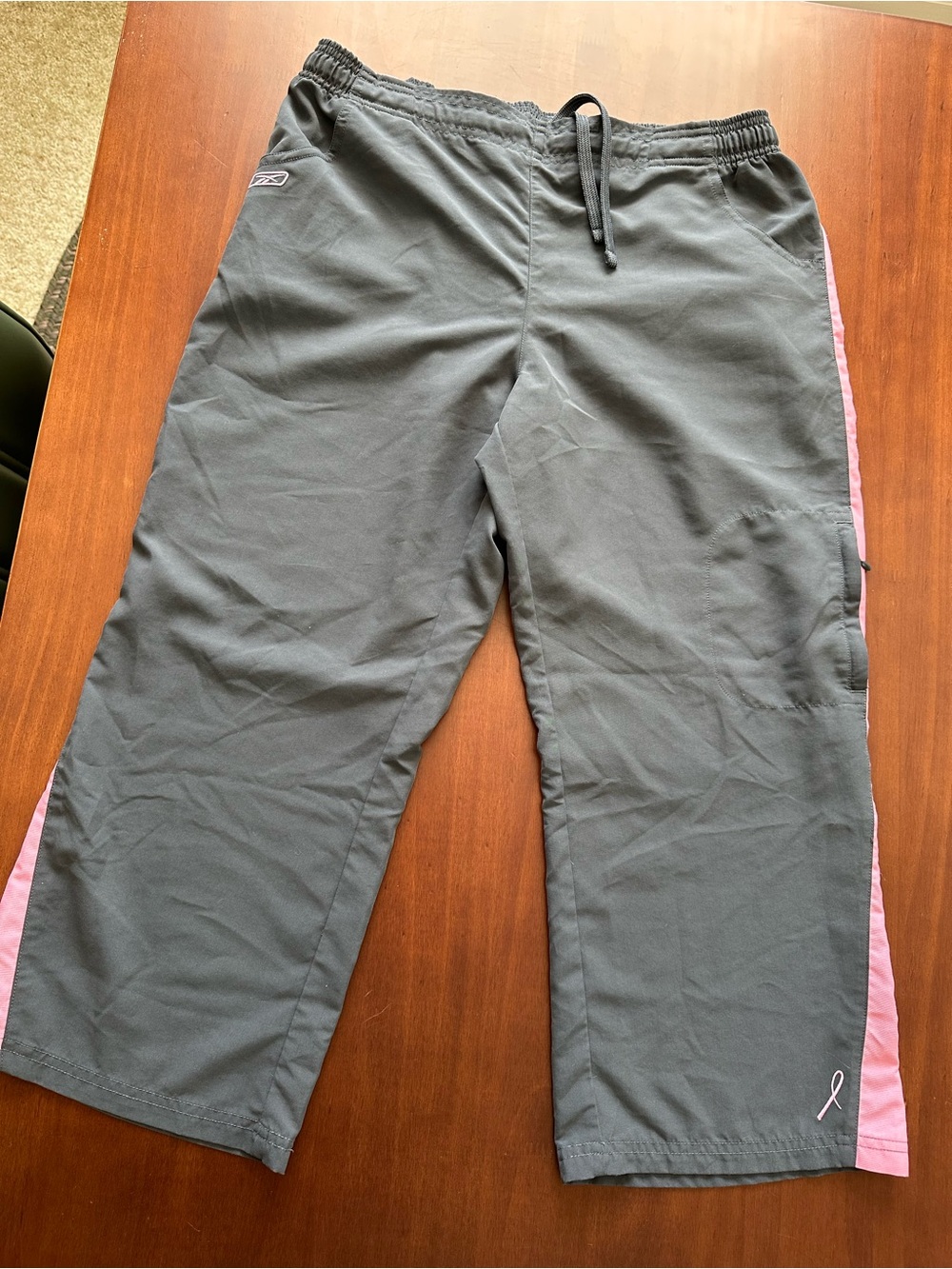 Reebok Y2K Breast Cancer Gray and Pink Track Pants Size M